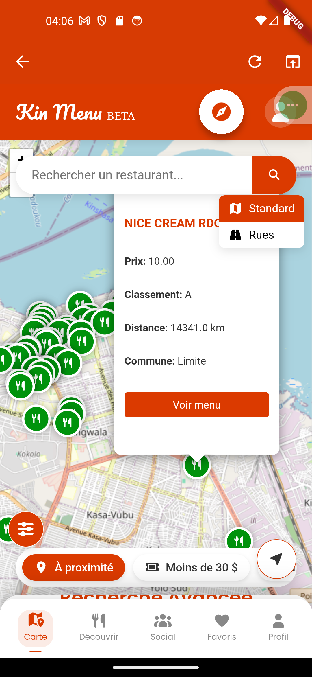 Restaurants sur Kin Menu